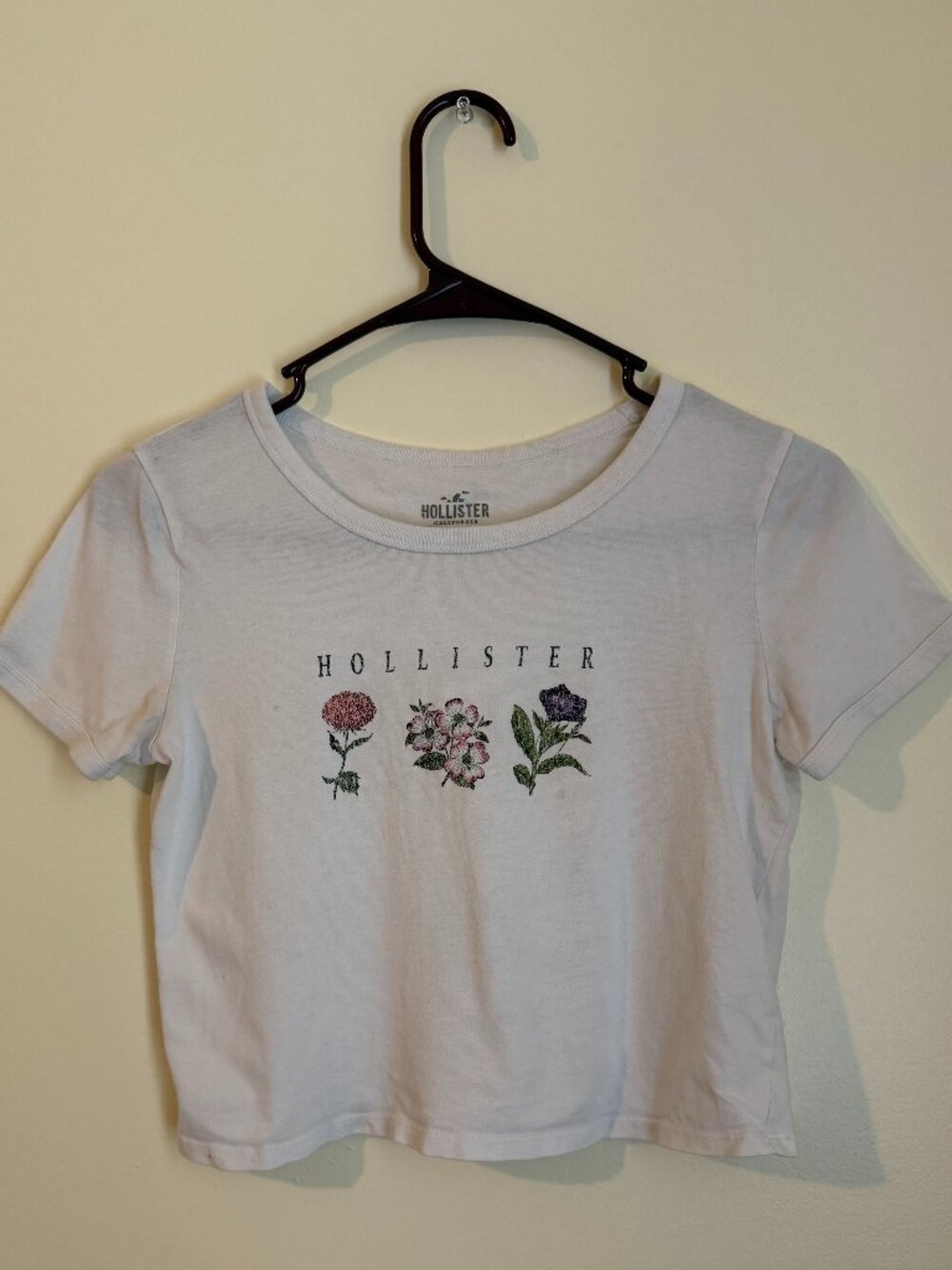 Hollister Women’s Floral Tie-Front Puff Sleeve Crop Top – Size M